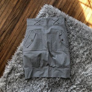 Slate Blue/Off-White Seersucker-Print Skirt